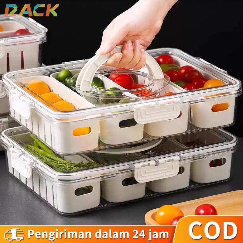 Jual Rack Wadah Penyimpanan Sayur Buah Makanan Dengan Saringan/Kotak ...