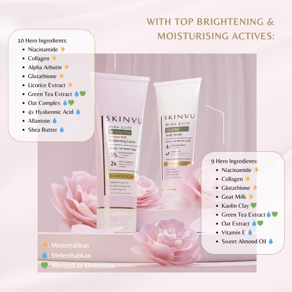 Jual SKINVU WHITENING Glowing Set Bodycare - Matcha Oat Brightening ...