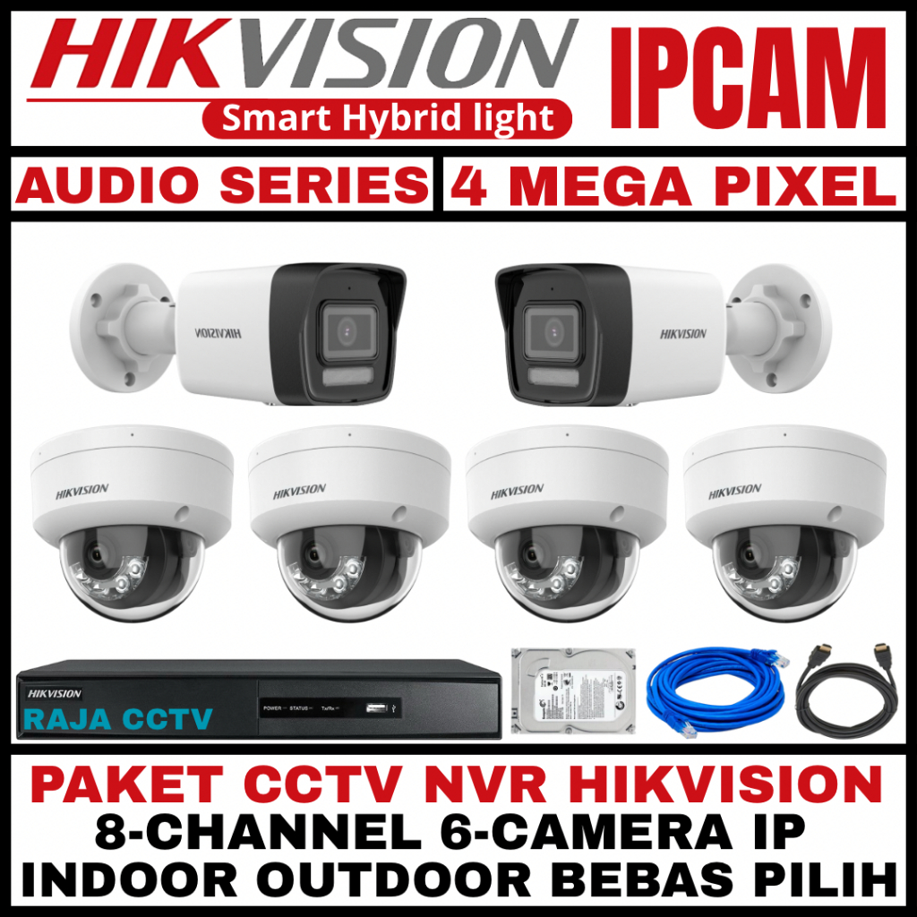 Jual paket cctv nvr ip camera hikvision 4mp channel camera poe