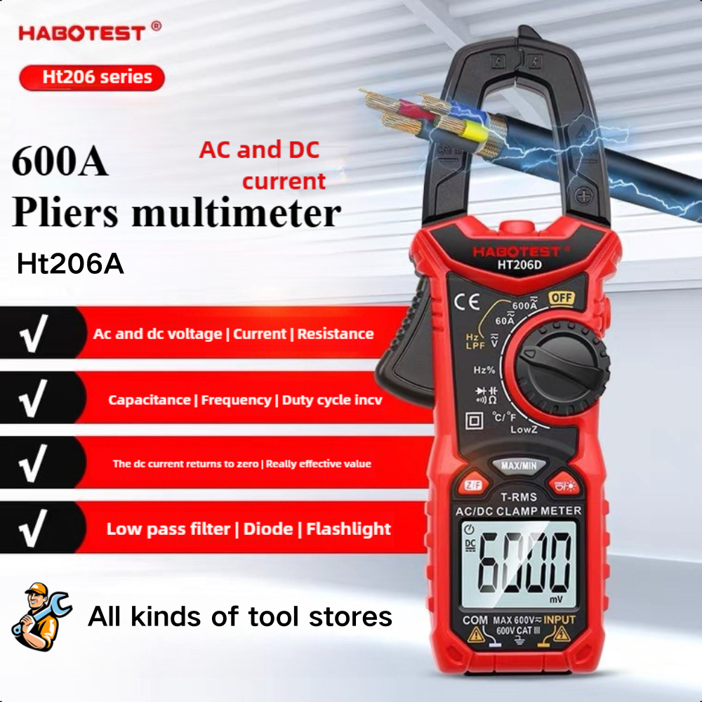 Jual 【COD】HABOTEST HT206 Meteran Klem 600V AC/DC 6000 Multimeter ...