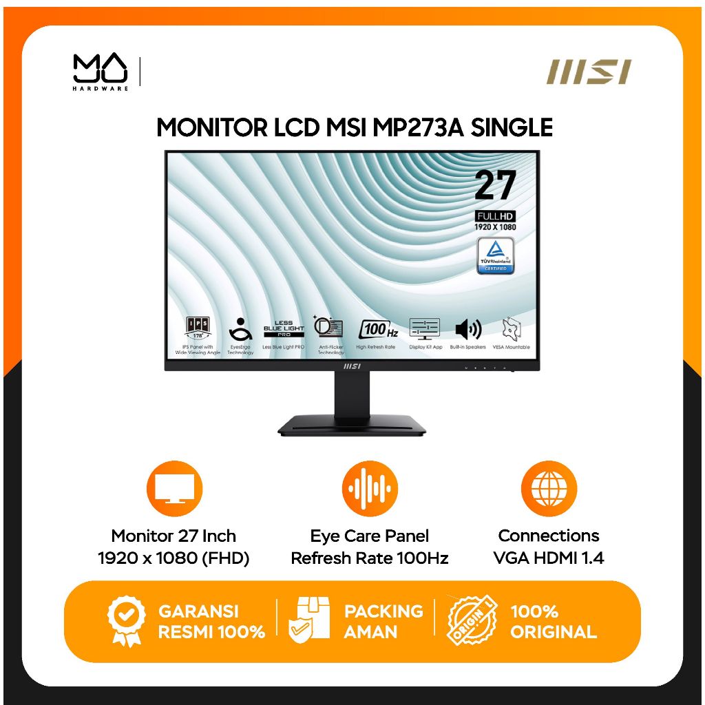 Jual Monitor MSI Monitor LED IPS PRO MP273A 27