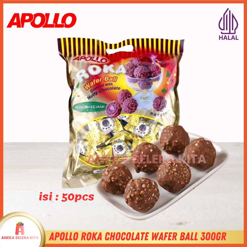 Jual Apollo Roka Wafer Ball Coklat Halal 300gr | Shopee Indonesia