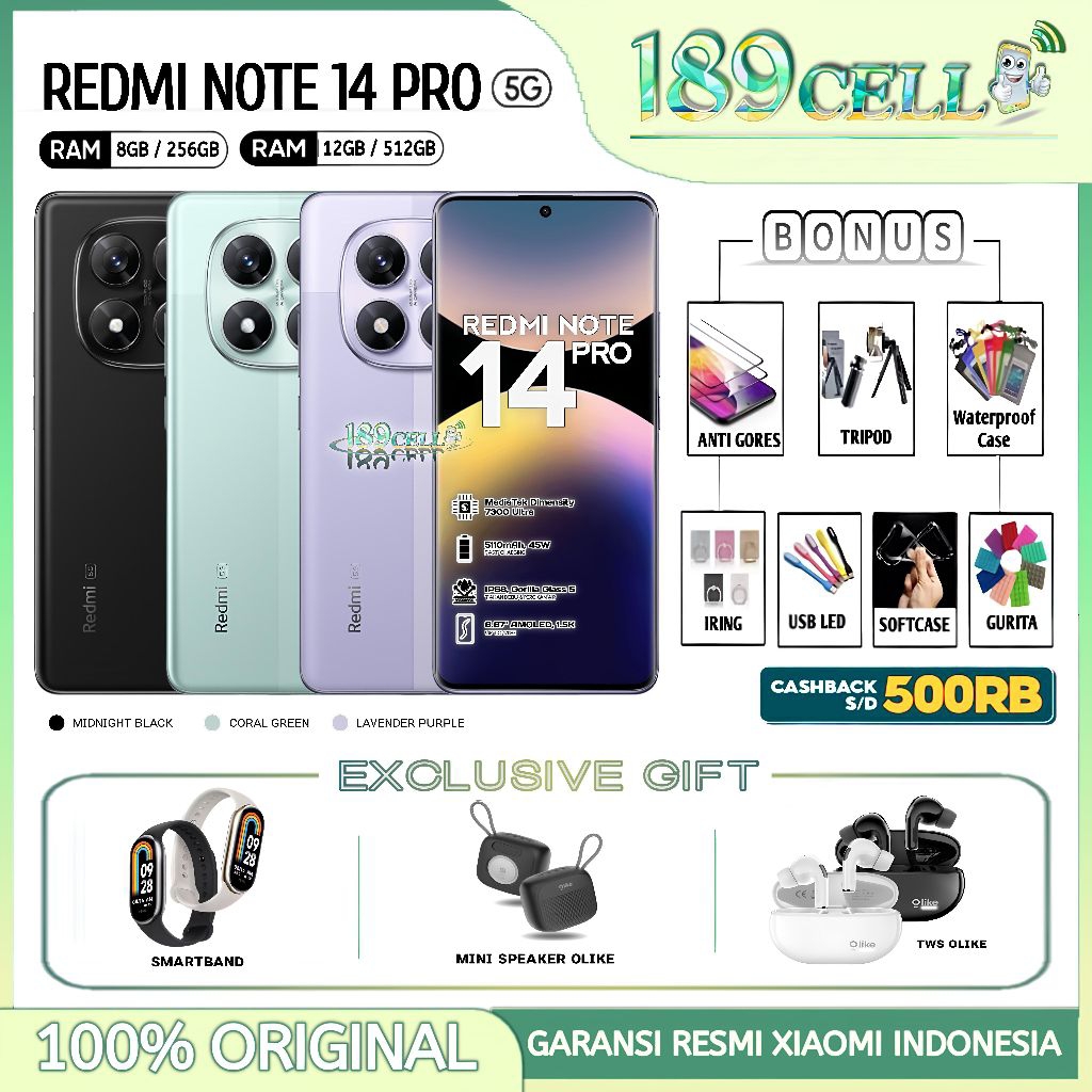 Jual XIAOMI REDMI NOTE 14 PRO 5G RAM 12/512GB 8/256GB | XIAOMI REDMI ...