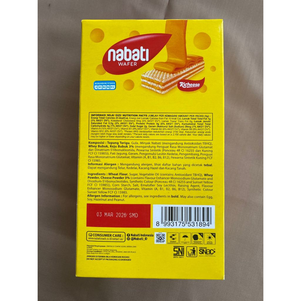Jual NABATI BOX WAFER RICHEESE ISI 20, NABATI WAFER | Shopee Indonesia