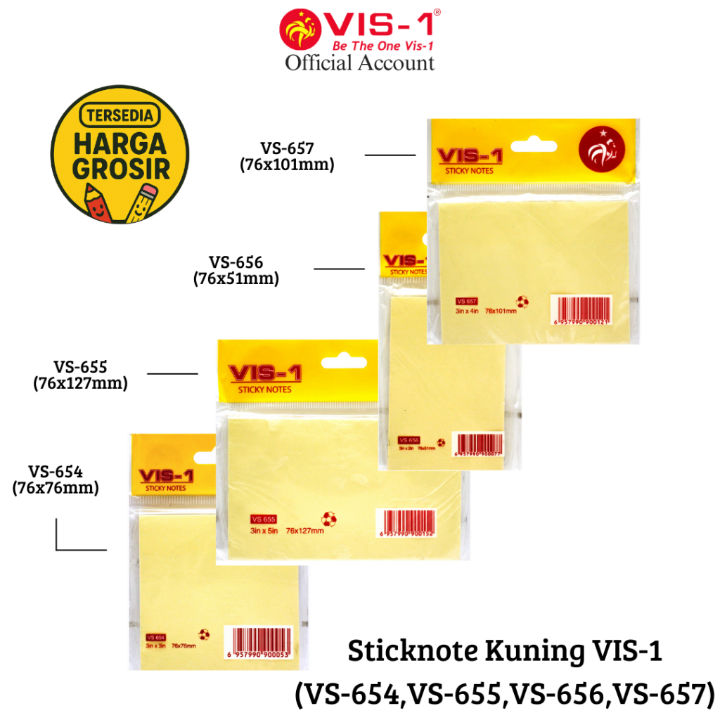 Jual VIS-1 Sticky Note Kuning / Memo Tempel 75 Lembar | Shopee Indonesia