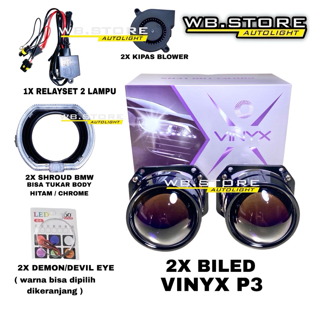 Jual PAKET BILED VINYX P3 50WATT PURPLE LENS 2,5 INCH BILED VINYX ...