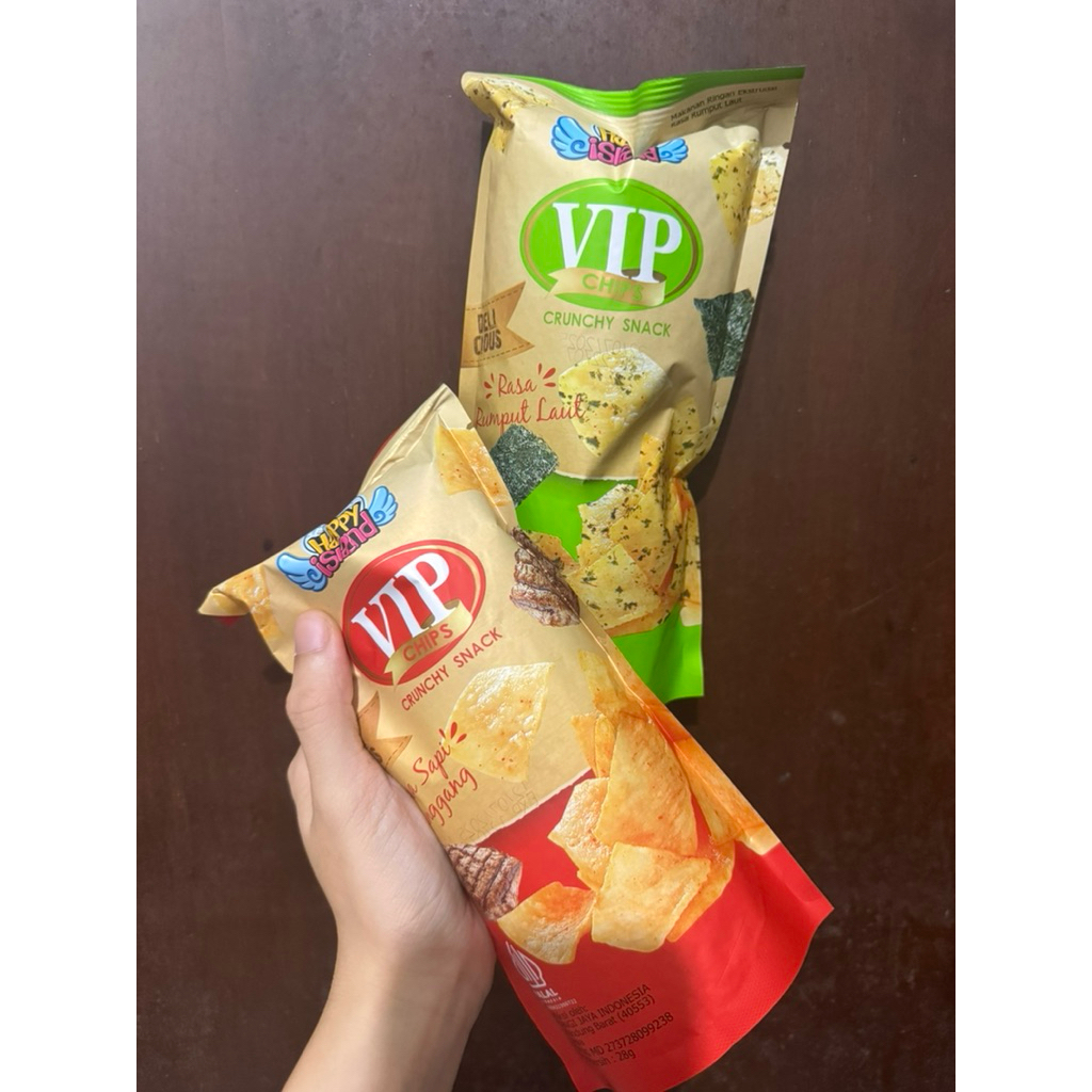 Jual VIP Chips 28Gram Crunchy Snack Rumput Laut Sapi Panggang Makanan ...