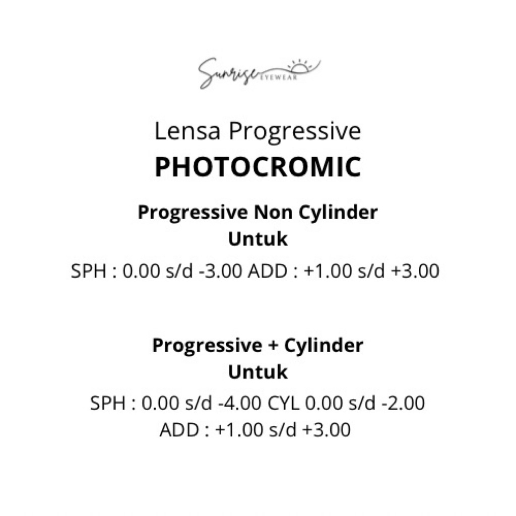 Jual Sunrise Eyewear - Lensa Progressive - Lensa Multifocal (TanpaGaris ...