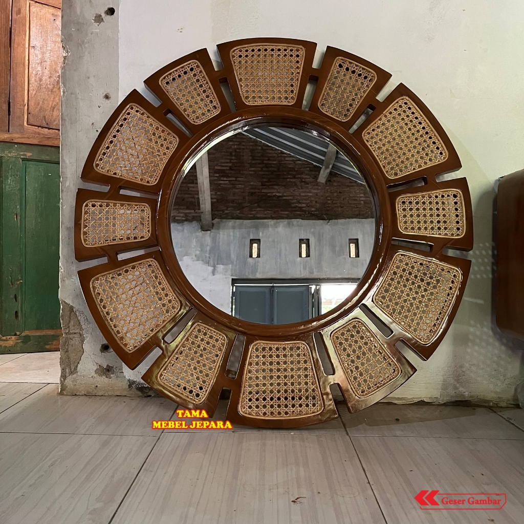 Jual Cermin Dinding Rotan 95cm Aesthetic Bulat Matahari Kaca Hias ...