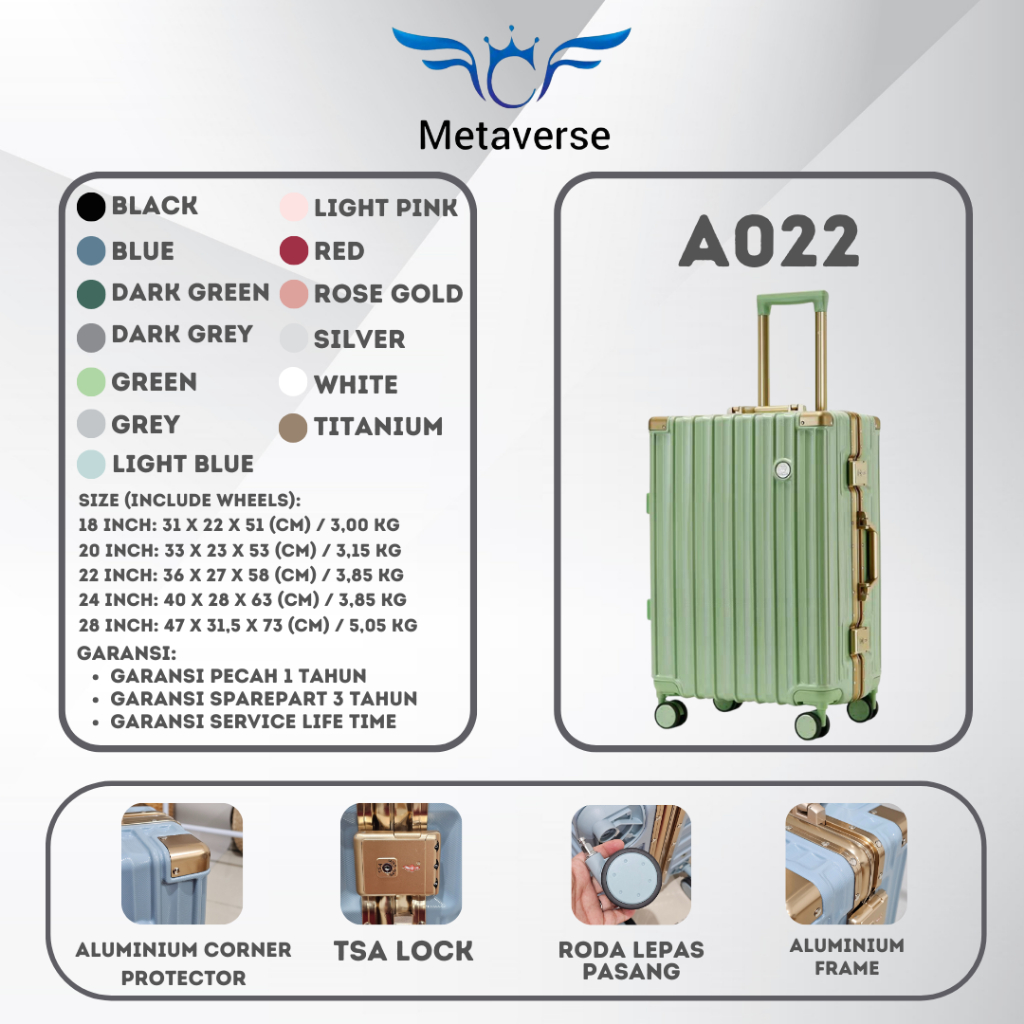 Jual Metaverse Koper Cabin A022 Size 24 Inch Koper Bagasi Suitcase ...