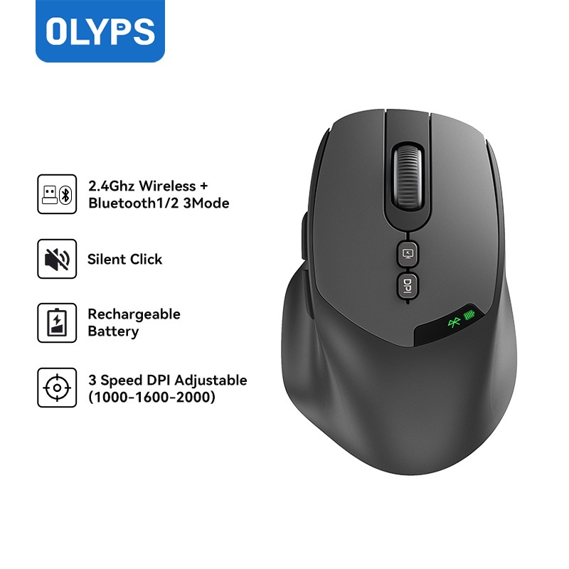 Jual OLYPS Mouse Wireless Bluetooth Silent Click Rechargeable Mouse ...