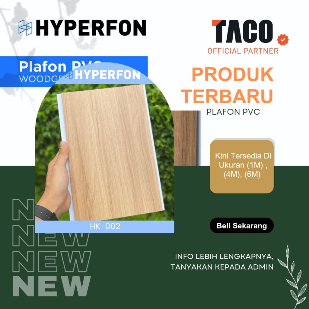 Jual HYPERFON Plafon PVC coklat muda doff laminates HK-002 F Retro Oak ...