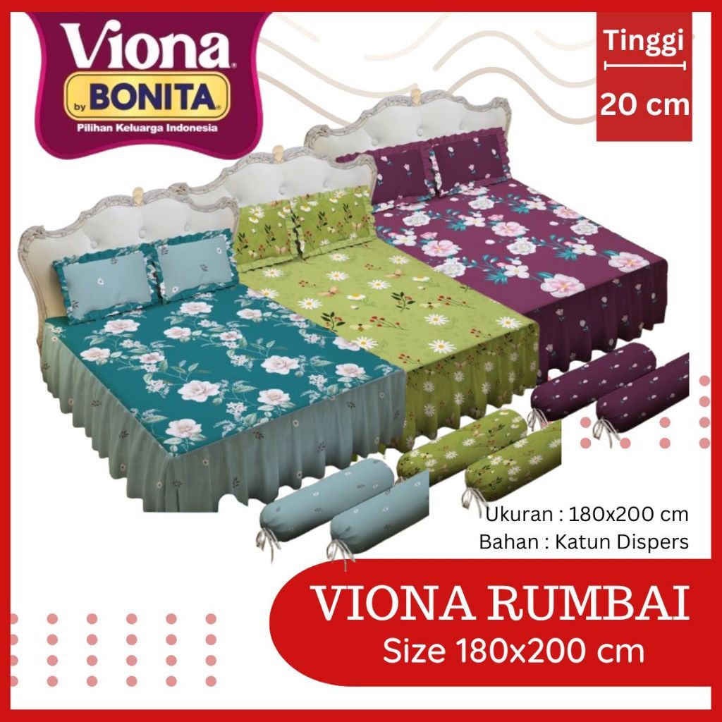 Jual SM Sprei Rumbai Bonita VIona Ukuran 180x200 cm King Size Bahan ...