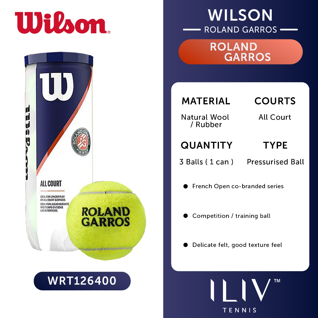 Jual WILSON Official [ Roland Garros ] All-Court Professional Tennis ...