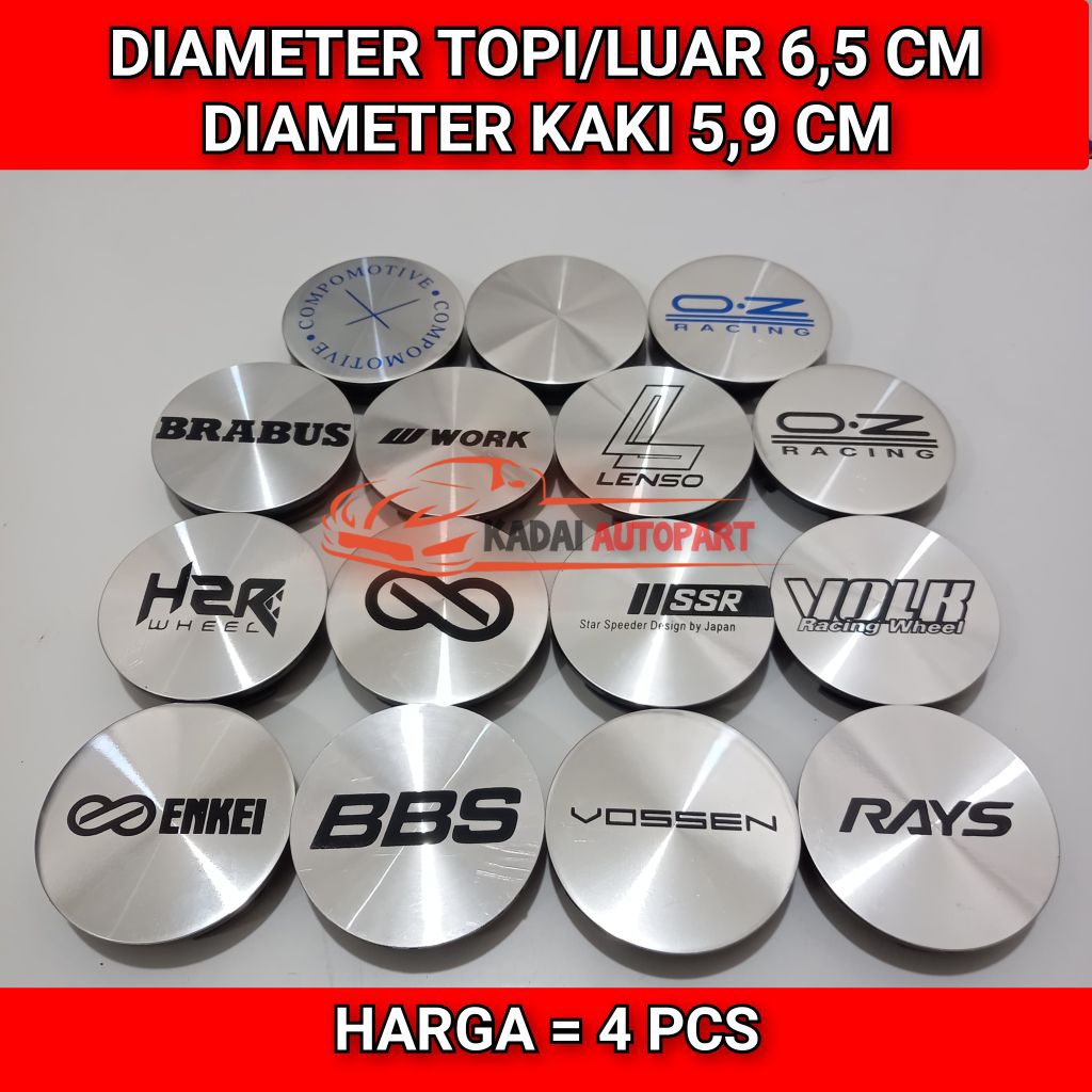 Jual Dop roda tutup velg racing variasi datar diameter 6,5 cm harga (4 ...