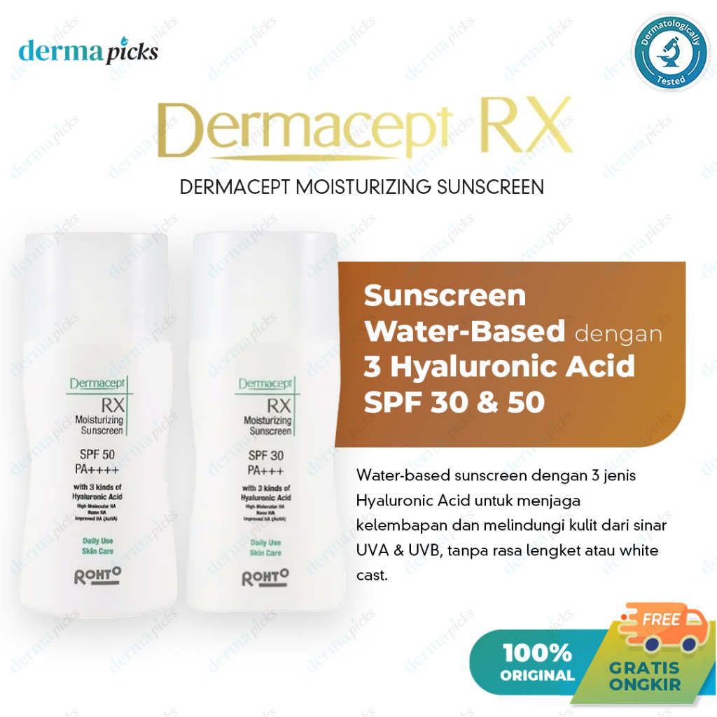 Jual Dermacept Moisturizing Sunscreen SPF 50 - Sunscreen Water-Based ...