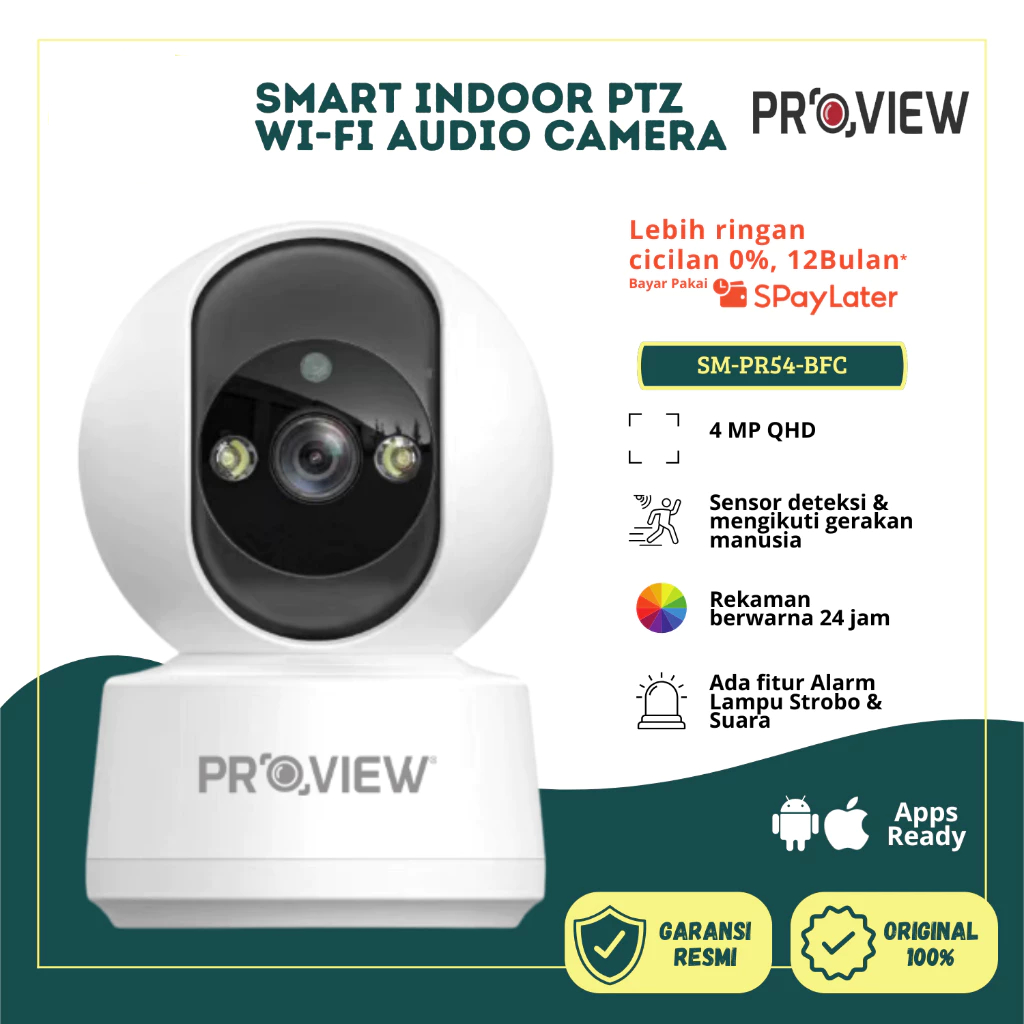 Jual PROVIEW Smart Indoor PTZ Wifi Camera 4MP Hybrid 3 Night Vision ...