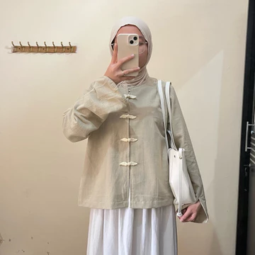 Buymau.Fa Alenia Blouse Wanita Atasan Linen Premium Lengan Panjang Atasan Linen Basic Top Korea