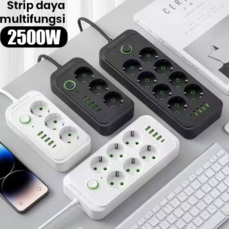 Jual 2500W Power Strip Power Socket Charger Stop Kontak Usb Charger 2M ...