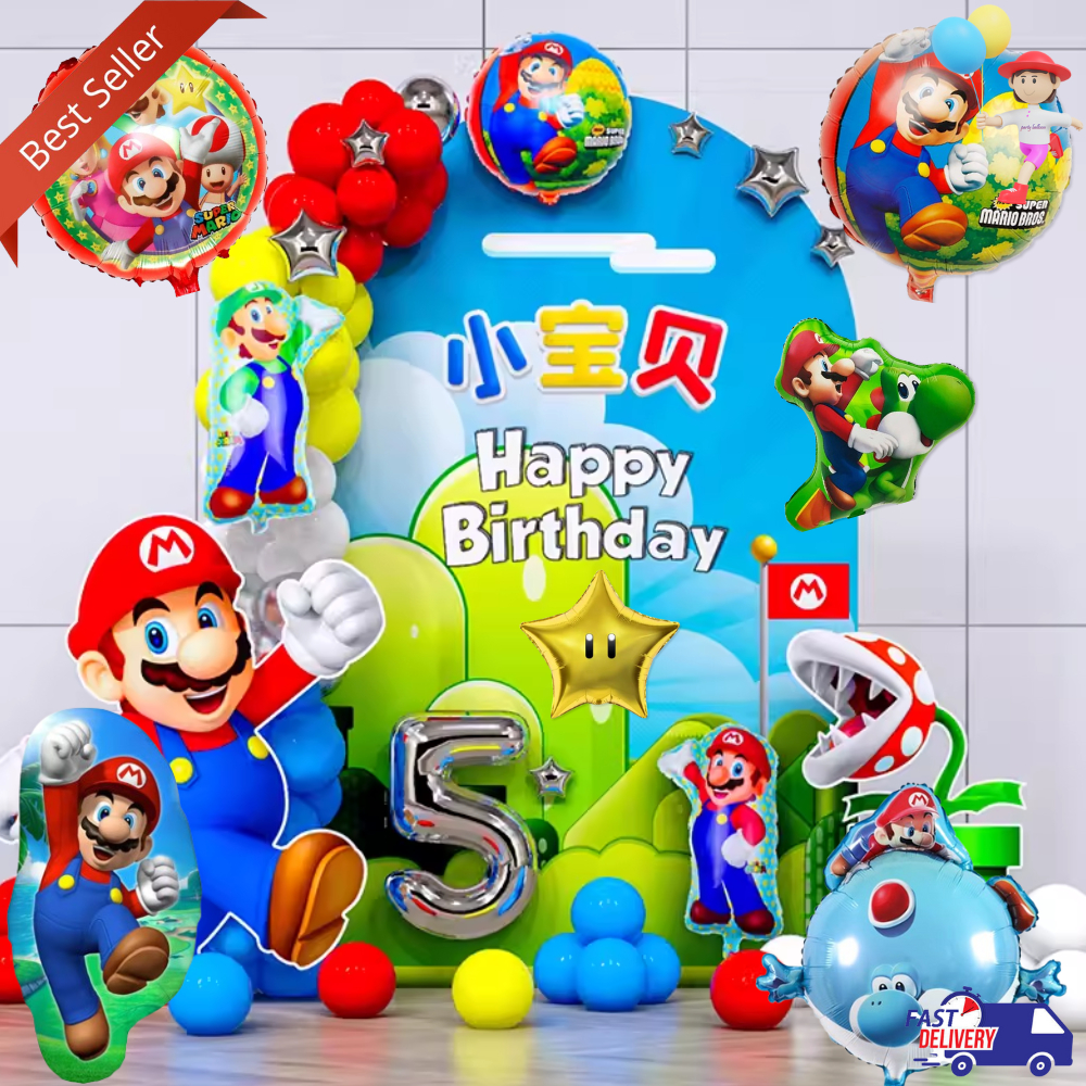 Jual Balon Foil Karakter Mario Large / Foil Game Mario Super / Bulat ...