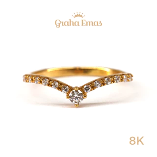 Graha Emas Cincin Emas Kuning Bentuk Crown 8K - Yellow Gold Crown Model Ring 8 Carat M926