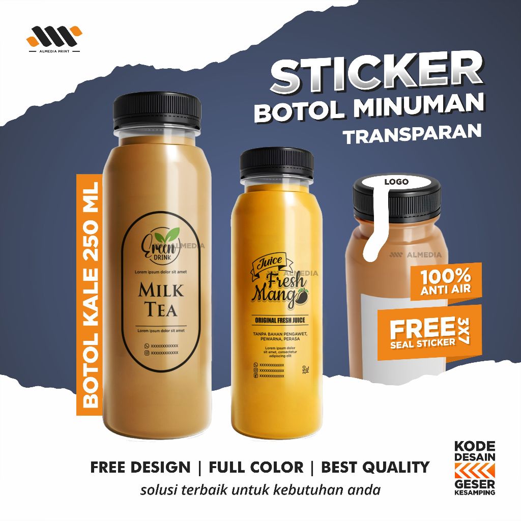 Jual Stiker Kemasan Botol Sticker Kemasan Botol Minuman TRANSPARAN ...