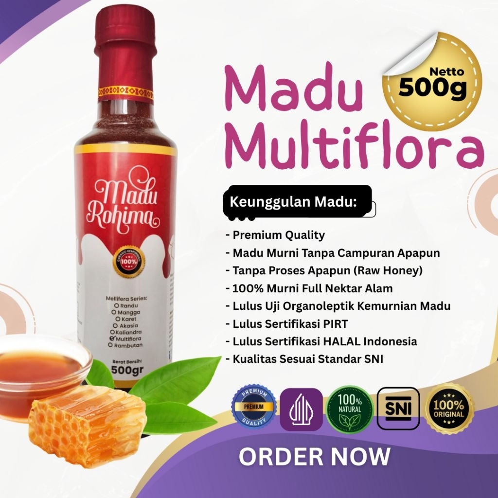Jual Madu Rohima Multiflora 500gr - Raw Honey MURNI & ASLI 100% Alami ...