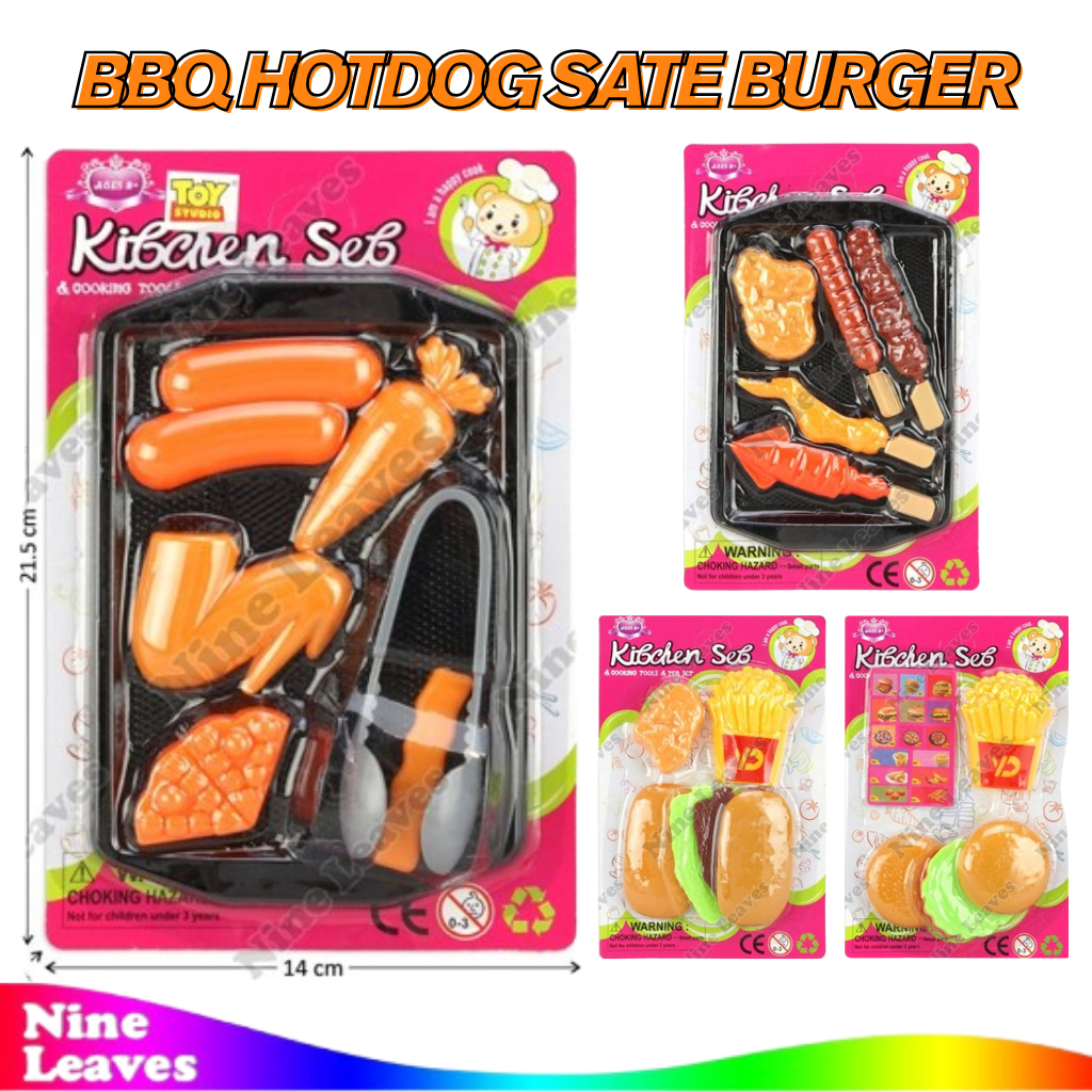 Jual Mainan Anak Masak Masakan Food Set Barbeque BBQ/Hotdog/Sate/Burger ...