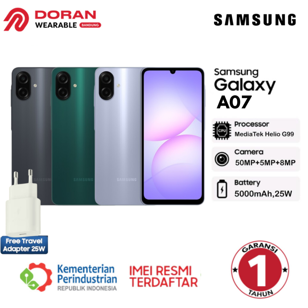 Samsung Galaxy A07 LTE 4/64GB 4/128GB 6/128GB 8/256GB - Garansi Resmi 1 Tahun