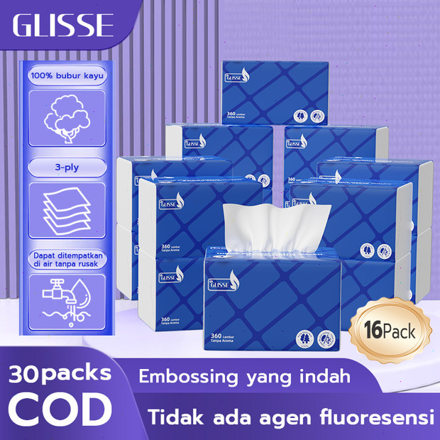 Jual GLISSE Facial Tissues 3-Ply 360 Sheets Tisu Wajah Halus dan Lembut ...