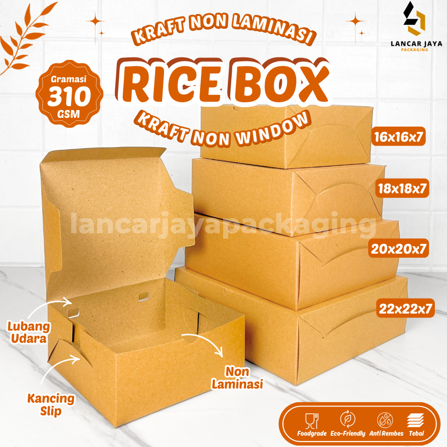 Jual Rice Box Kraft Coklat Polos Window Laminasi Non Laminasi R6 R8 ...
