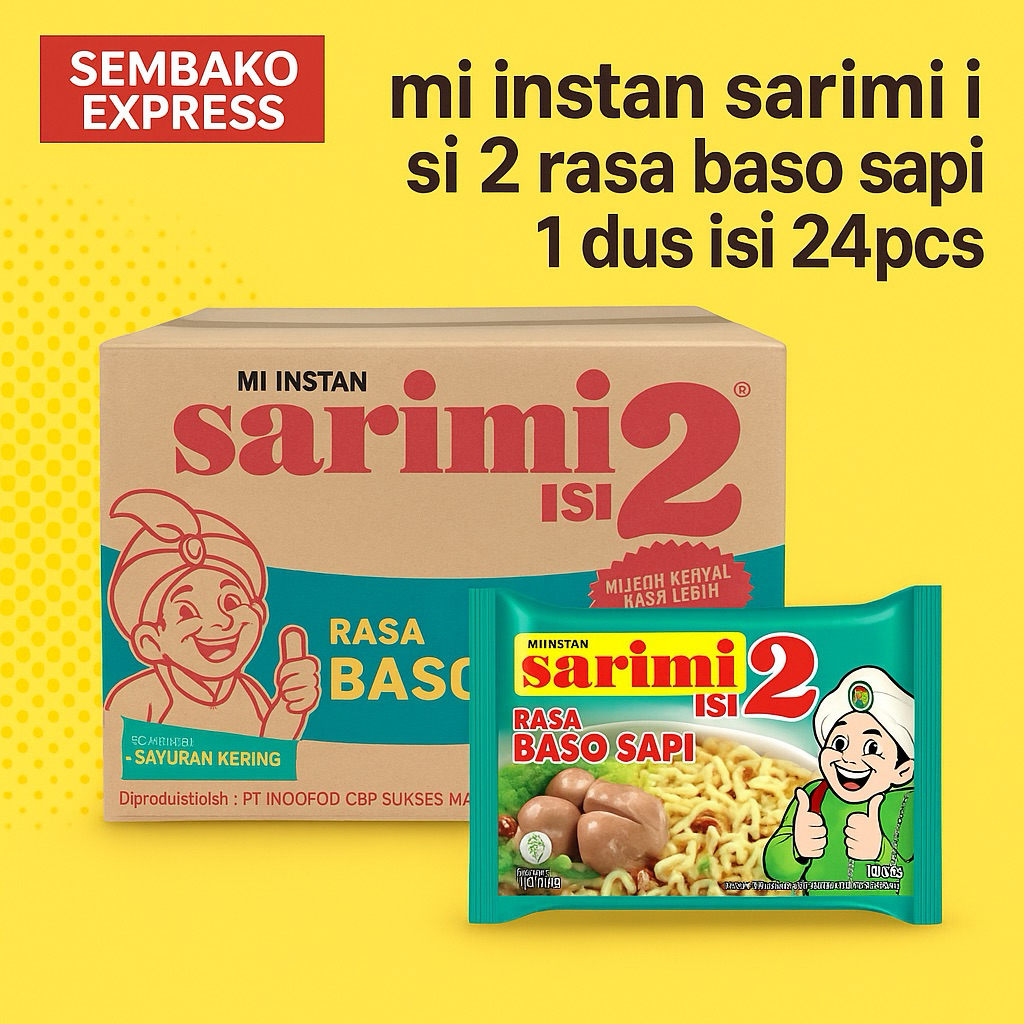 Jual Sarimi Isi 2 Rasa Baso Sapi 1 Dus (24 pcs) - Mi Instan Lezat ...