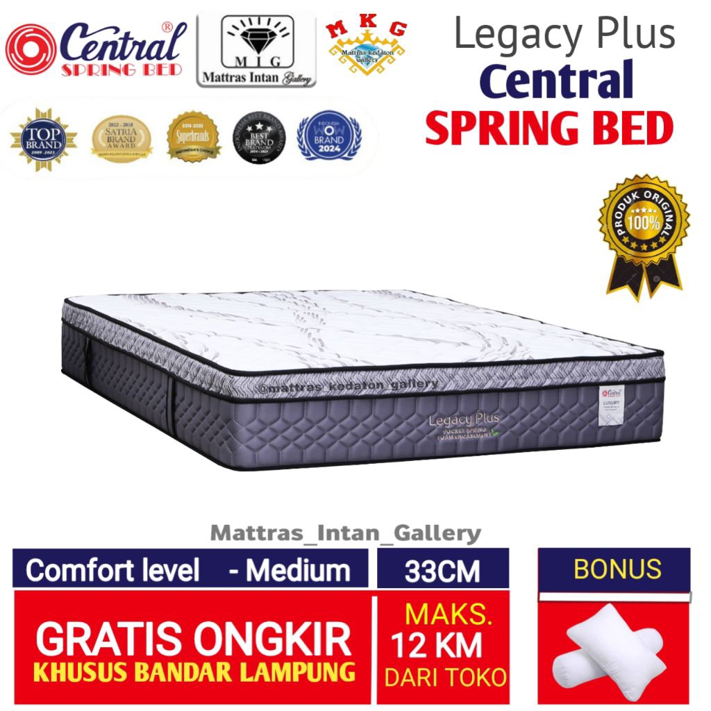 Jual CENTRAL SPRING BED LEGACY PLUS POCKET SPRING KASUR MATRAS MATTRESS ...