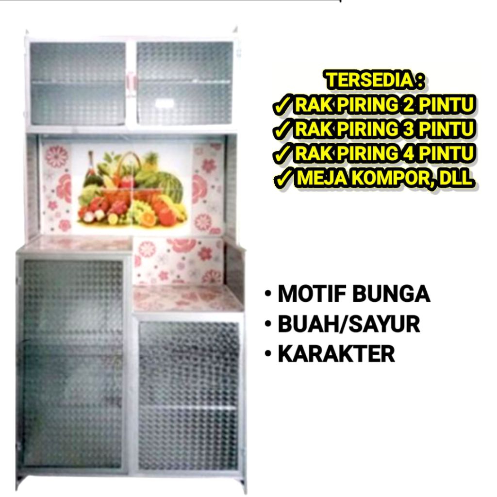 Jual RAK PIRING ALUMINIUM KACA 2 PINTU 3 PINTU 4 PINTU/ RAK PIRING KACA ...