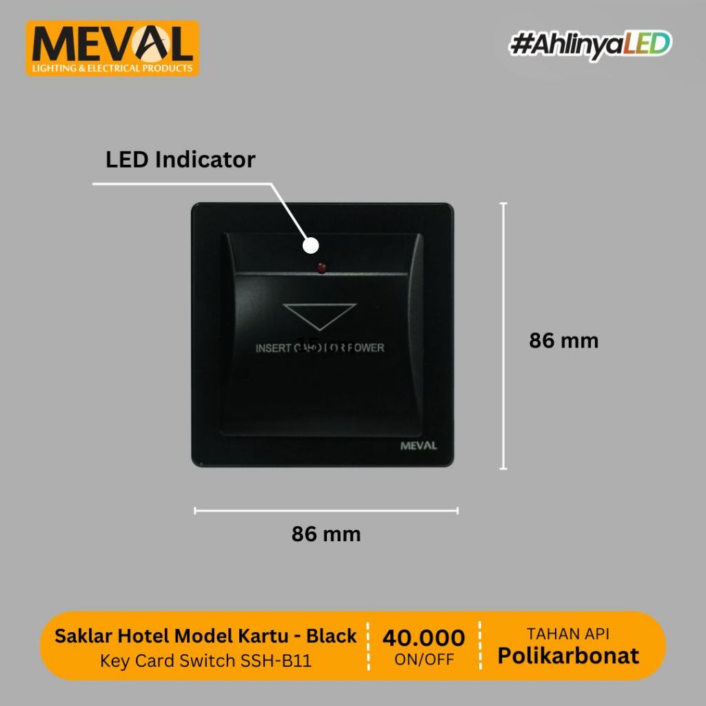 Jual MEVAL Saklar Power model Kartu Key Card Switch - Black Matte ...