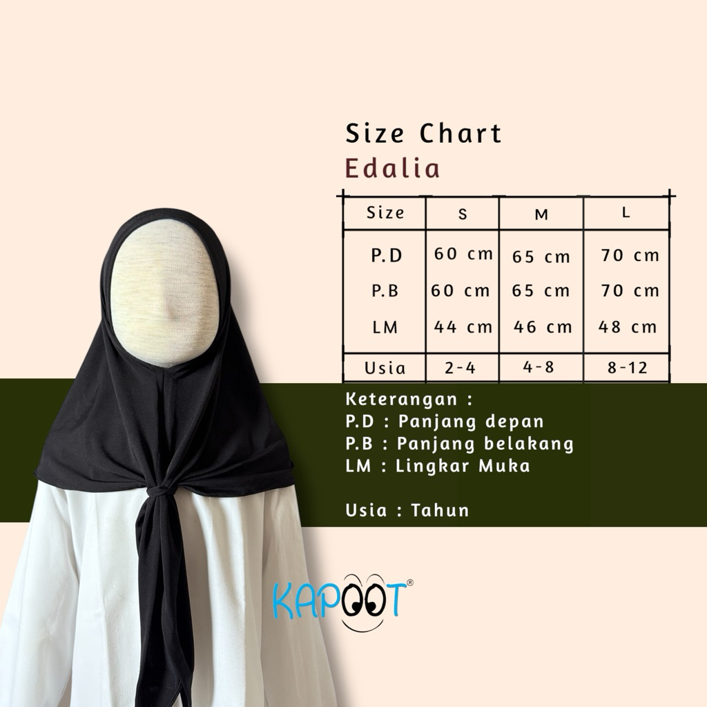 Jual Kapoot Edalia Hijab Segitiga Instant Anak 2-12Tahun Jersey Premium ...