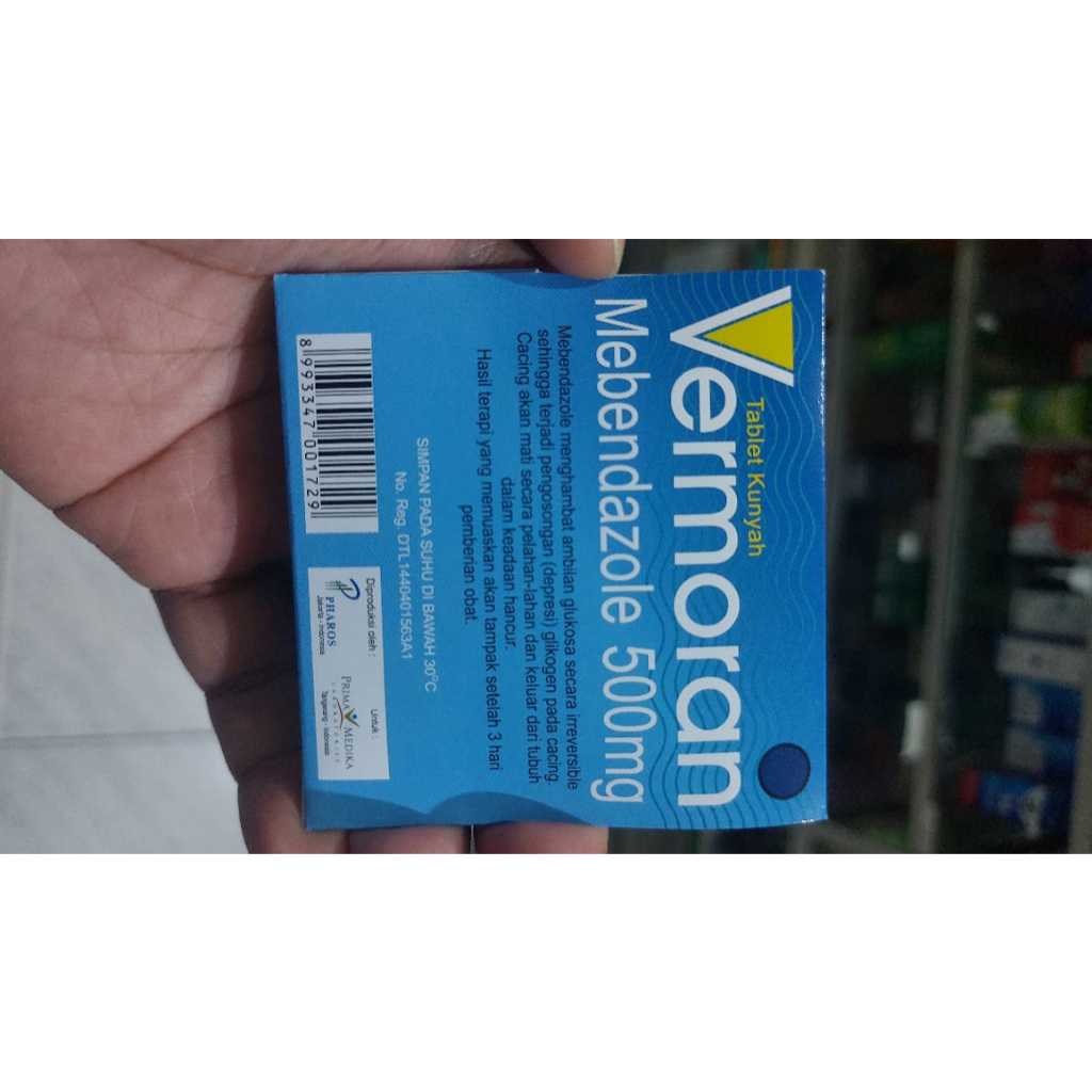 Jual Vermoran Mebendazole 500mg 1 Strip isi 1 Tablet / Obat Cacing ...