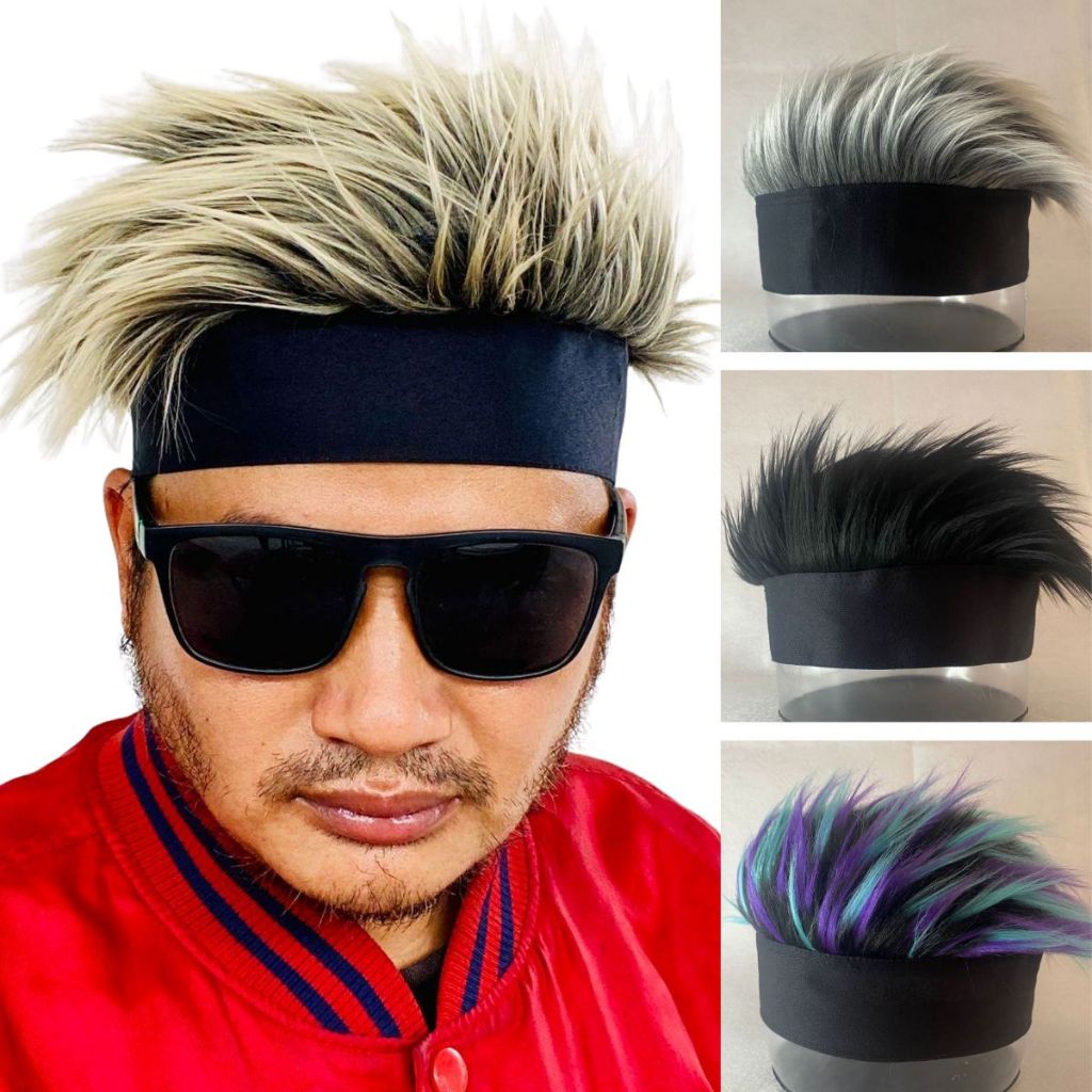 Jual Topi Rambut Palsu Premium | Topi Wig Pria | Topi Bulu Cosplay ...