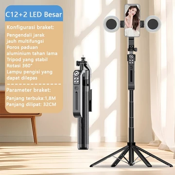 Trimic 180cm Pelacakan Wajah Otomatis Tongsis Selfie Stick Auto Face Tracking Empat Kaki Tripod