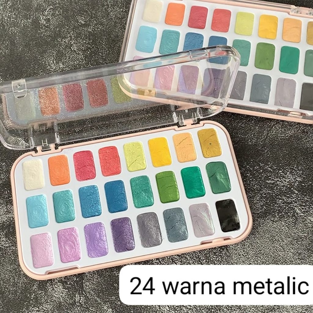 Jual Water color solid metalic 24 warna TIDAK DAPAT KUAS / nail art ...