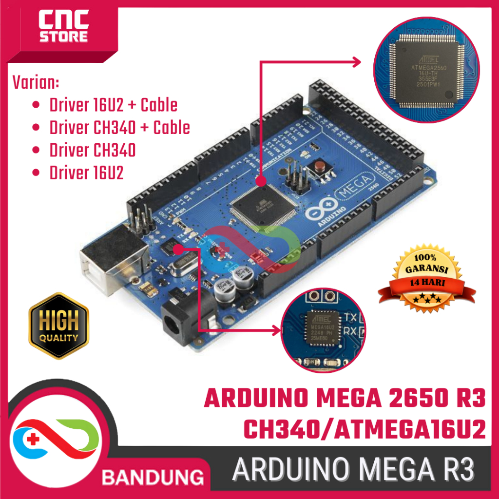 Jual Arduino Mega 2560 R3 Development Board – CH340/ATmega16U2 + USB ...