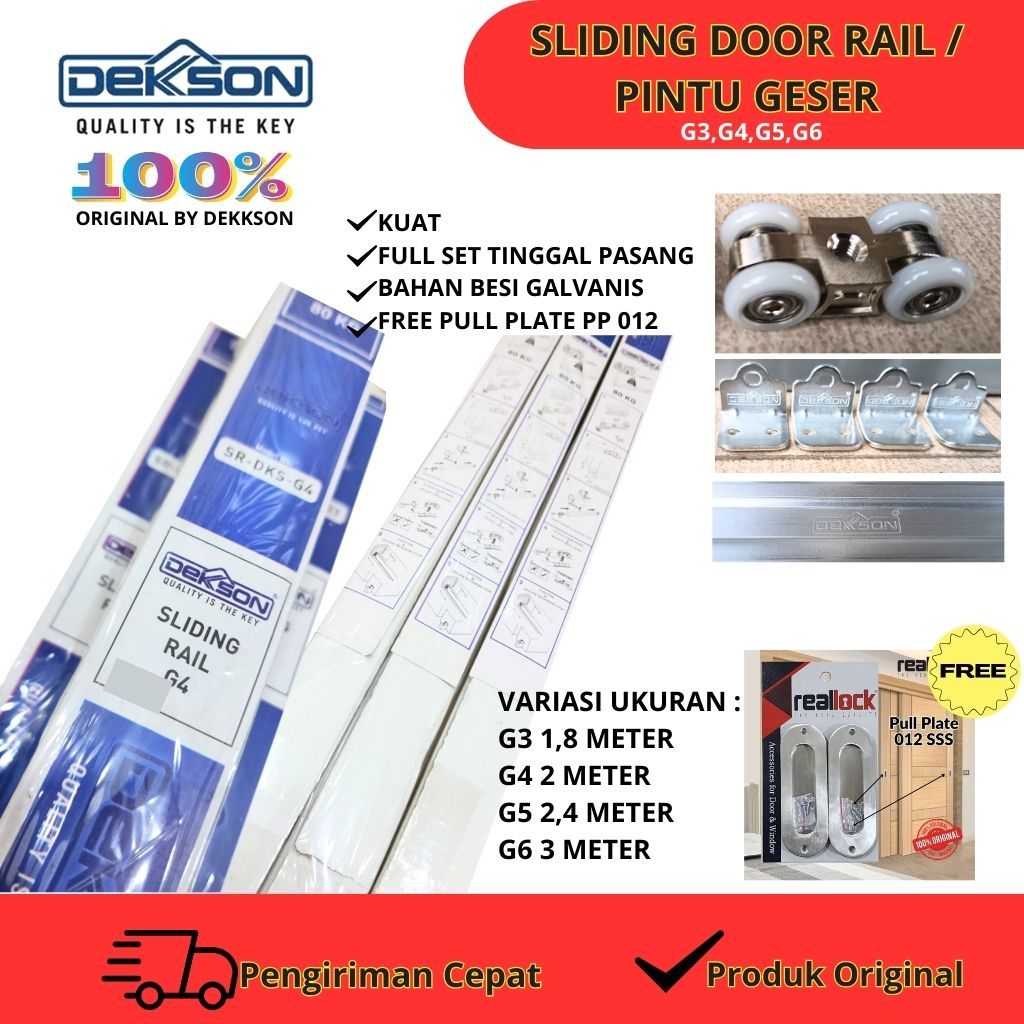 Jual Rel pintu geser BESI galvanis komplit merk DEKKSON ORIGINAL FREE ...