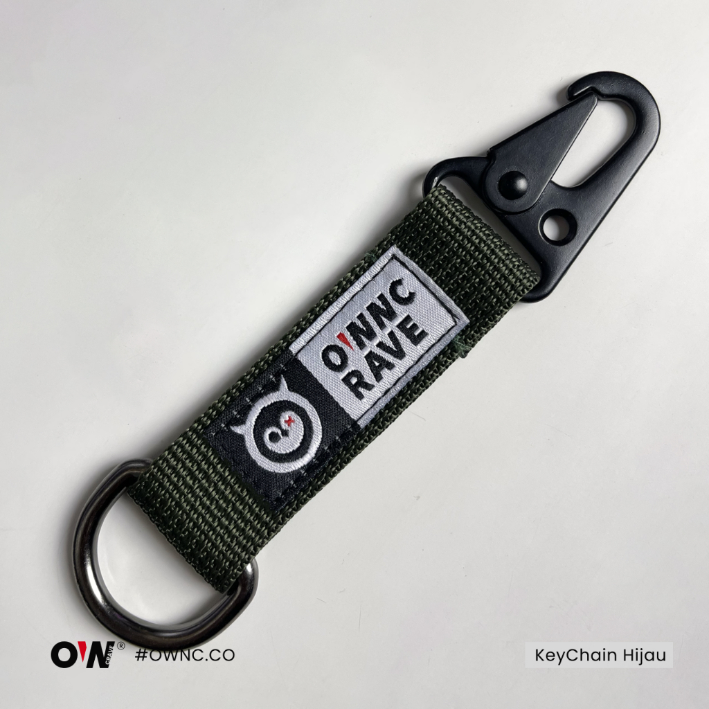 Jual OWNC - Keychain Webbing Carabiner 25mm Black Matte Ring Gantungan ...