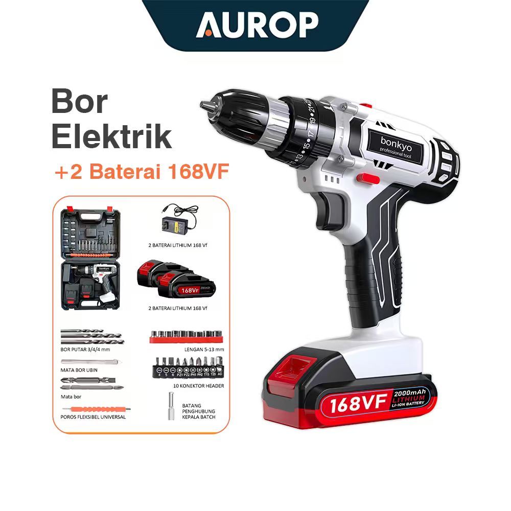 Jual AUROP 168VF Mesin Bor Impact Drill / Bor baterai /Bor Listrik