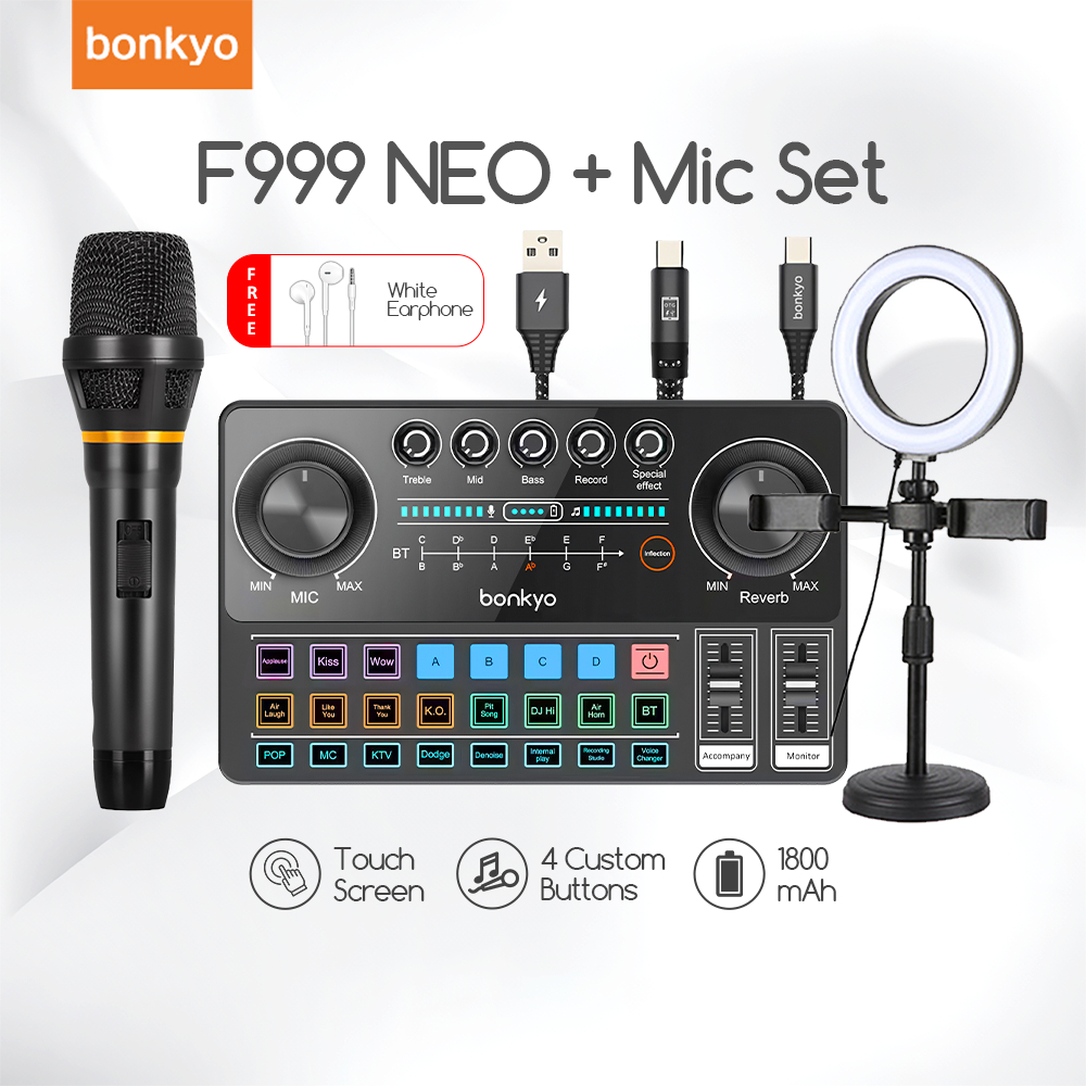 Jual Bonkyo [Nilai Hebat] Sound card F999NEO + mikrofon + lampu pengisi ...