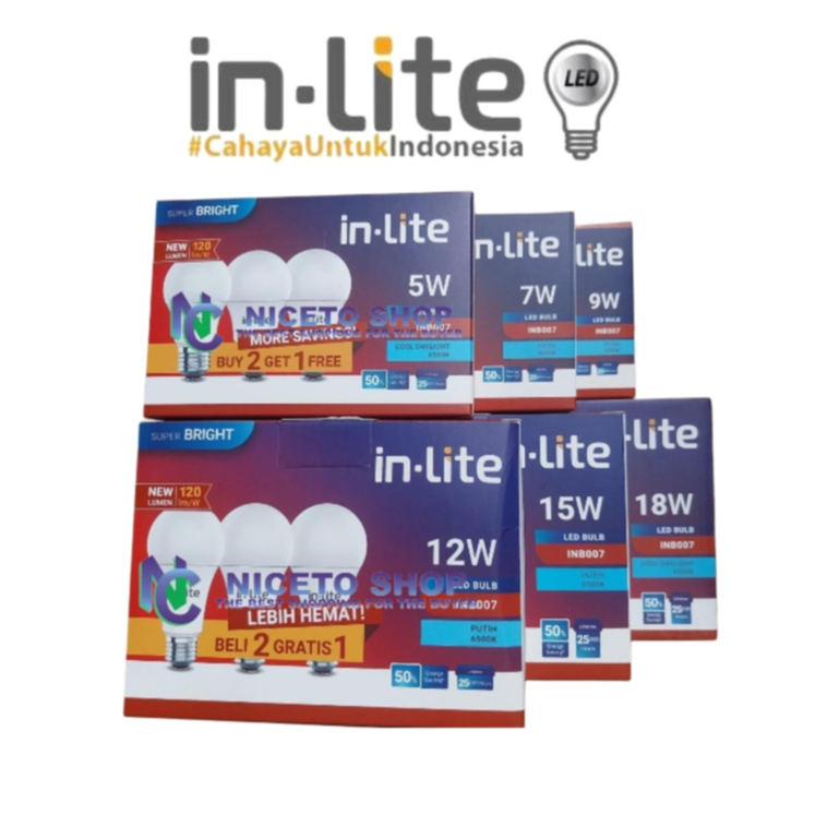 Jual Lampu LED bohlam LED INLITE INB007 LED BULB 5W 7W 9W 12W 15W 18W ...
