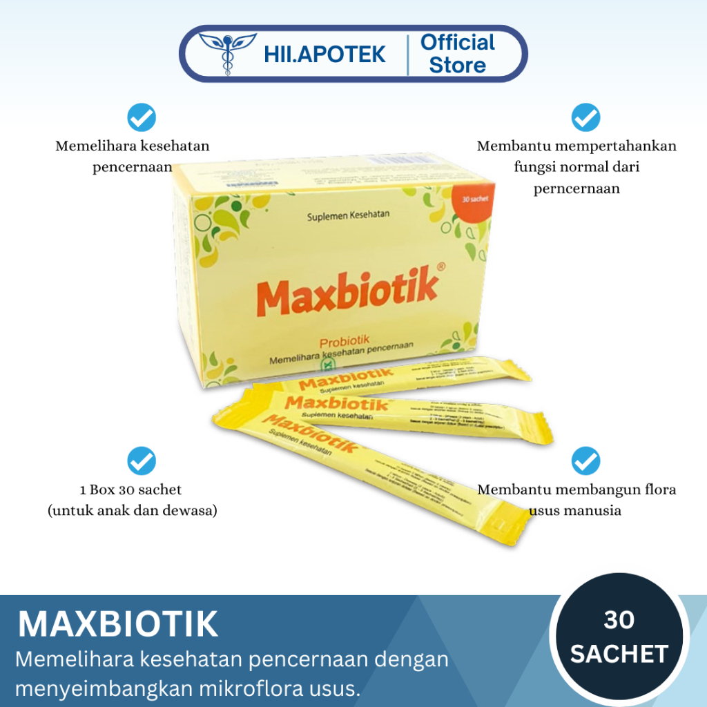 Jual Maxbiotik 1 box/30sachet | Memelihara kesehatan pencernaan dengan ...