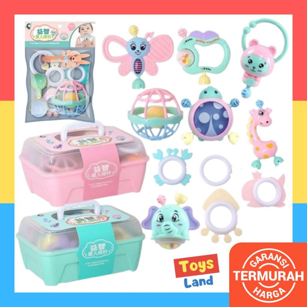 Jual Baby Rattle Teether Set Mainan Bayi Baby Toys Rattle Stick Teether ...