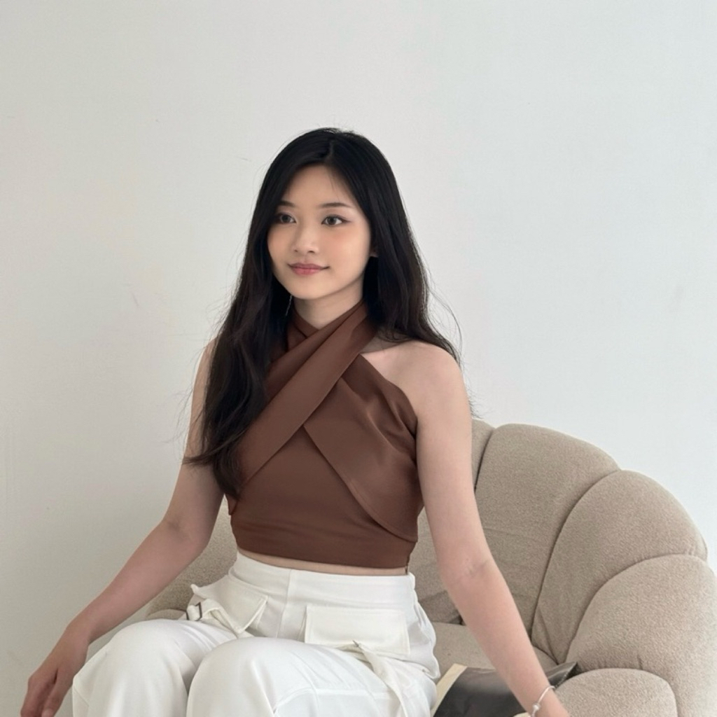 Jual LILO Ruuka Top | Tanktop Halter Neck Crop Silang Tank Maroon Natal ...