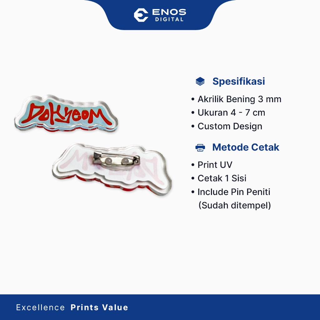 Jual Custom Pin Akrilik / Bros Akrilik Custom Nama Logo / Enamel Pin ...